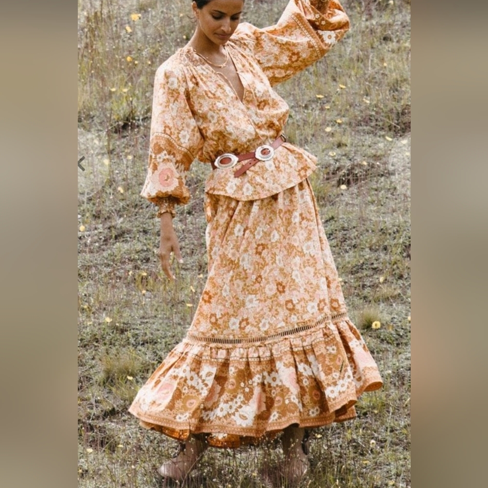 🍑 SPELL& THE GYPSY COLLECTIVE ANNE MAXI SKIRT🍑 PEACH | SIZE SMALL | NWT 🍑
